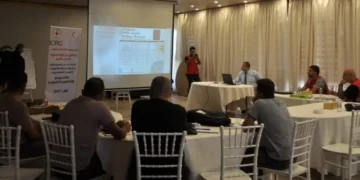 Conducting a workshop for training in the design, operation, and maintenance of (solar systems) for the Iraqi Red Crescents’ water stations